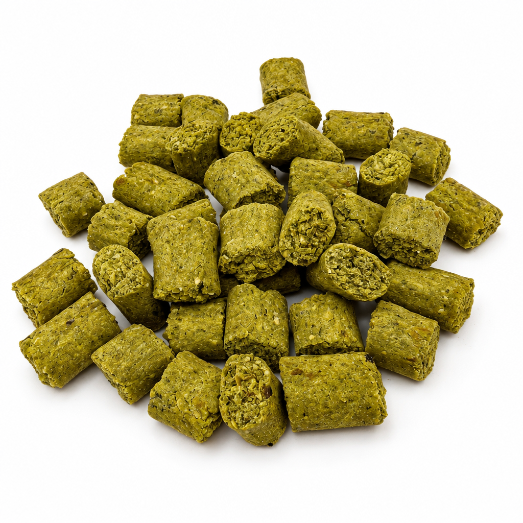 Veggie-Trainingssnack: kleine grüne Würfel