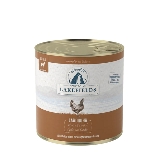 Lakefields Hundefutter-Menü mit Landhuhn in der Dose