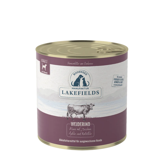 Lakefields Nassfutter-Dose Weiderind für Hunde, geschlossen